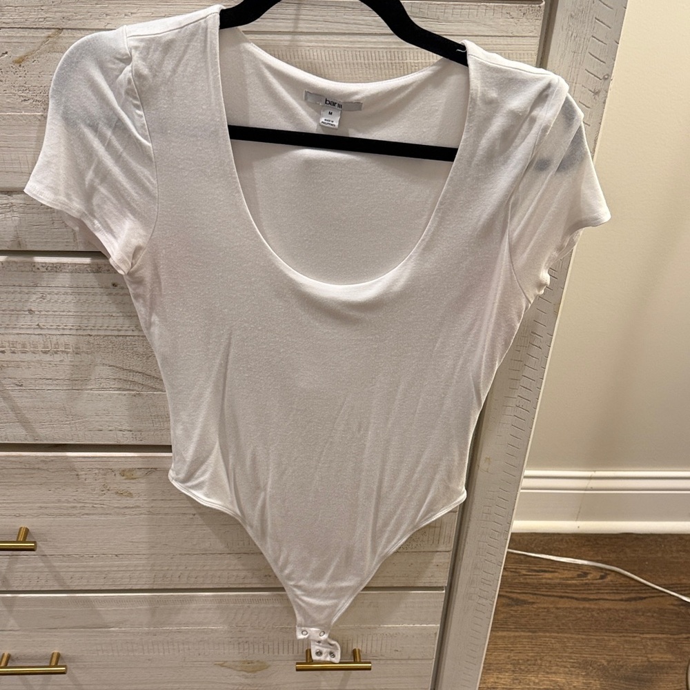 Bar III Cream Scoop Neck Bodysuit